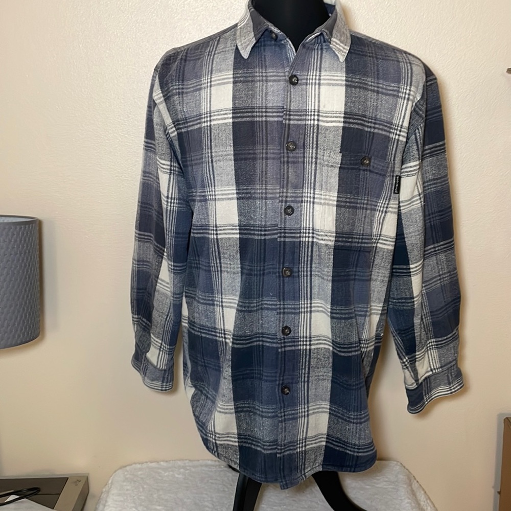 Woolrich Blue and White Plaid Men's Shirt